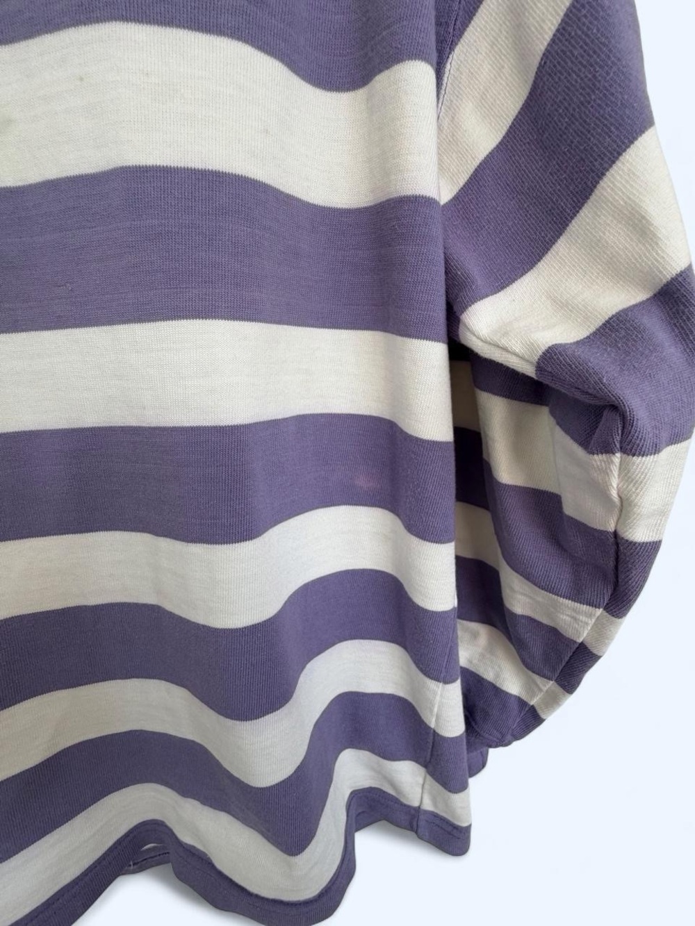 Vintage Ralph Lauren Lavender and White Striped Rugby Pullover with Crest - Picture 4 of 4